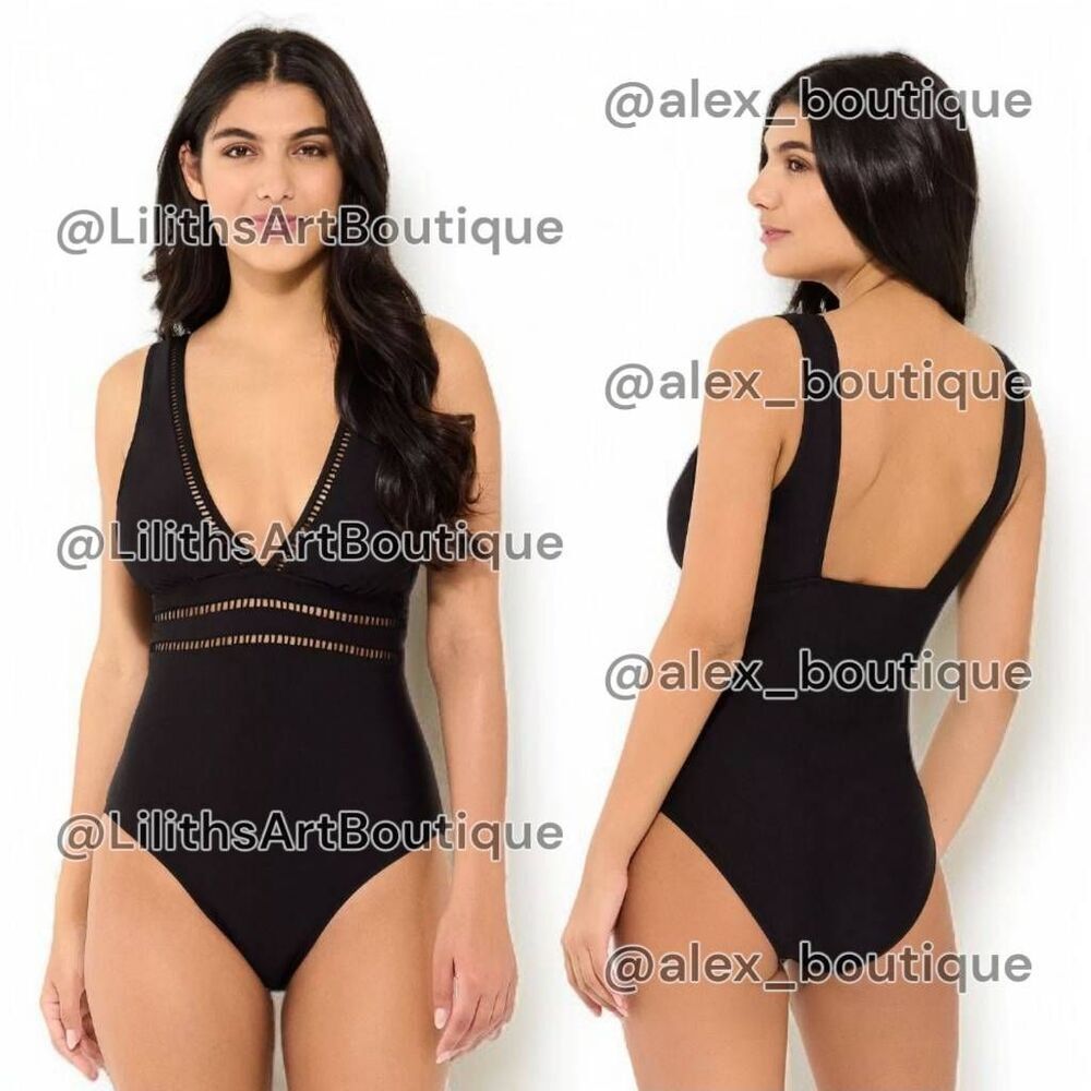 Freshwater Ladder Trim One Piece Swimsuit(O007)-Size M for Women